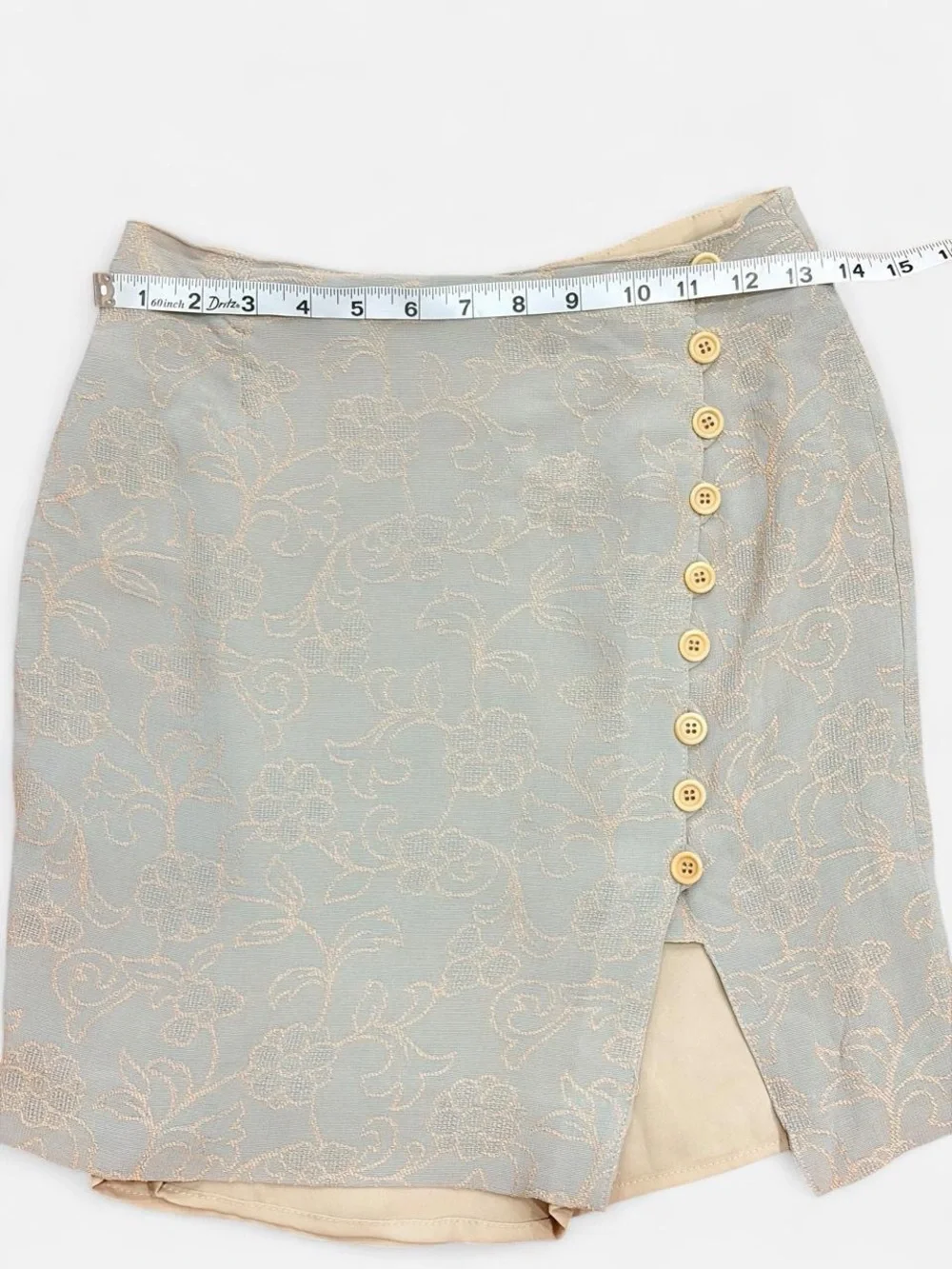 Vintage Dorothy Schoelen Platinum Silver Floral Jacquard Skirt Size 4